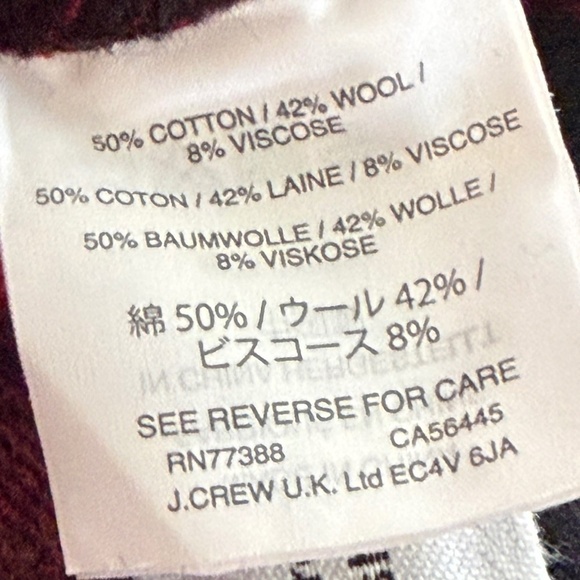 J. Crew Sweater Womens Small Red Plaid 1/2 Button Pullover Shacket Pockets - Picture 5 of 7